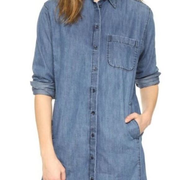 NWT Madewell Denim Long Sleeve Shirtdress - Picture 2 of 9